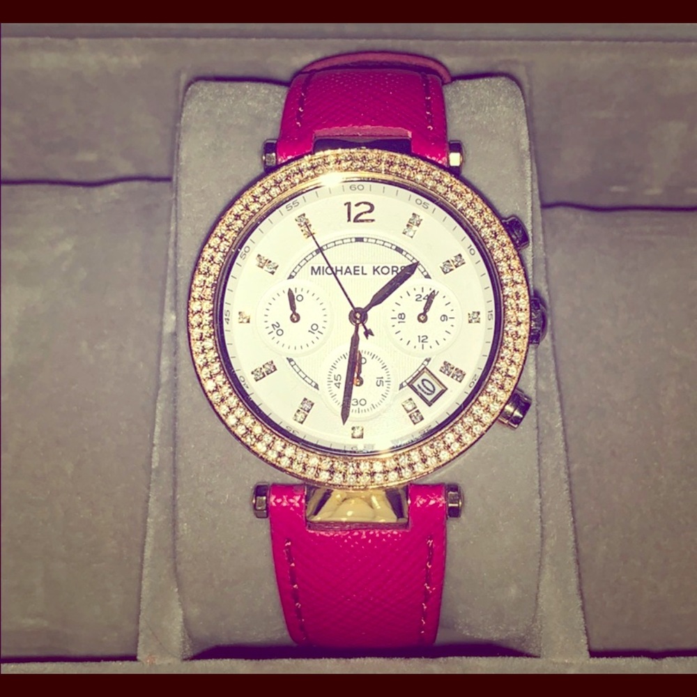 Michael Kors Parker Champagne Glitz Watch Pink